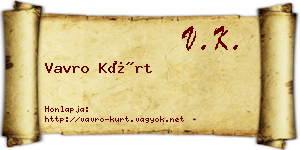 Vavro Kürt névjegykártya